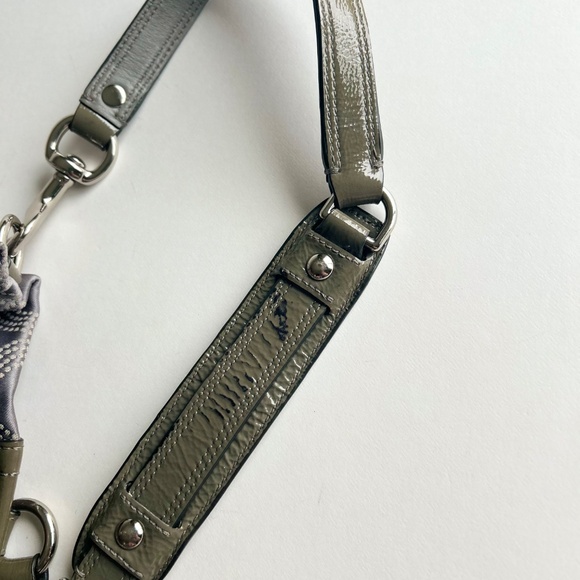 Coach Grey Canvas Patent Leather Handbag Shoulder Bag - Picture 15 of 16